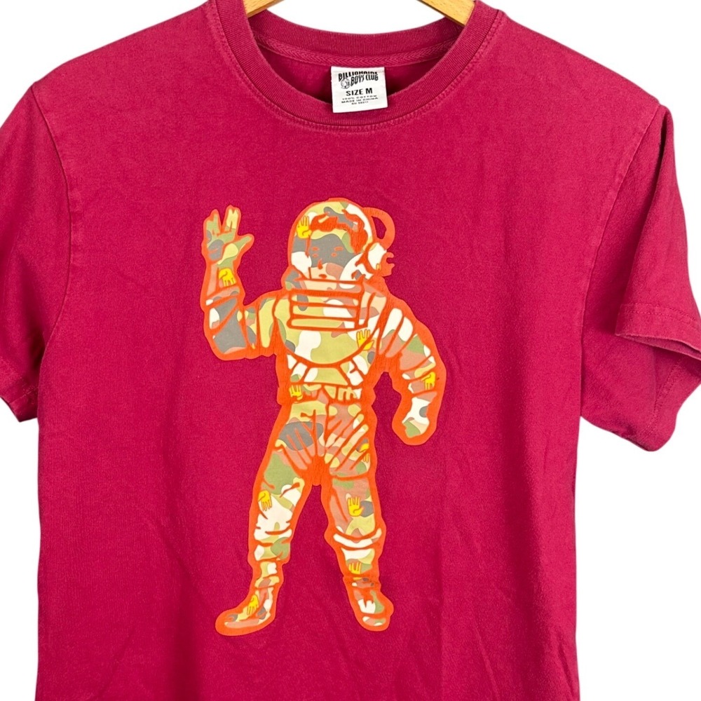 Billionaire Boys Club Mens Camo Astronaut Graphic T-Shirt Fuchsia Pink Size M